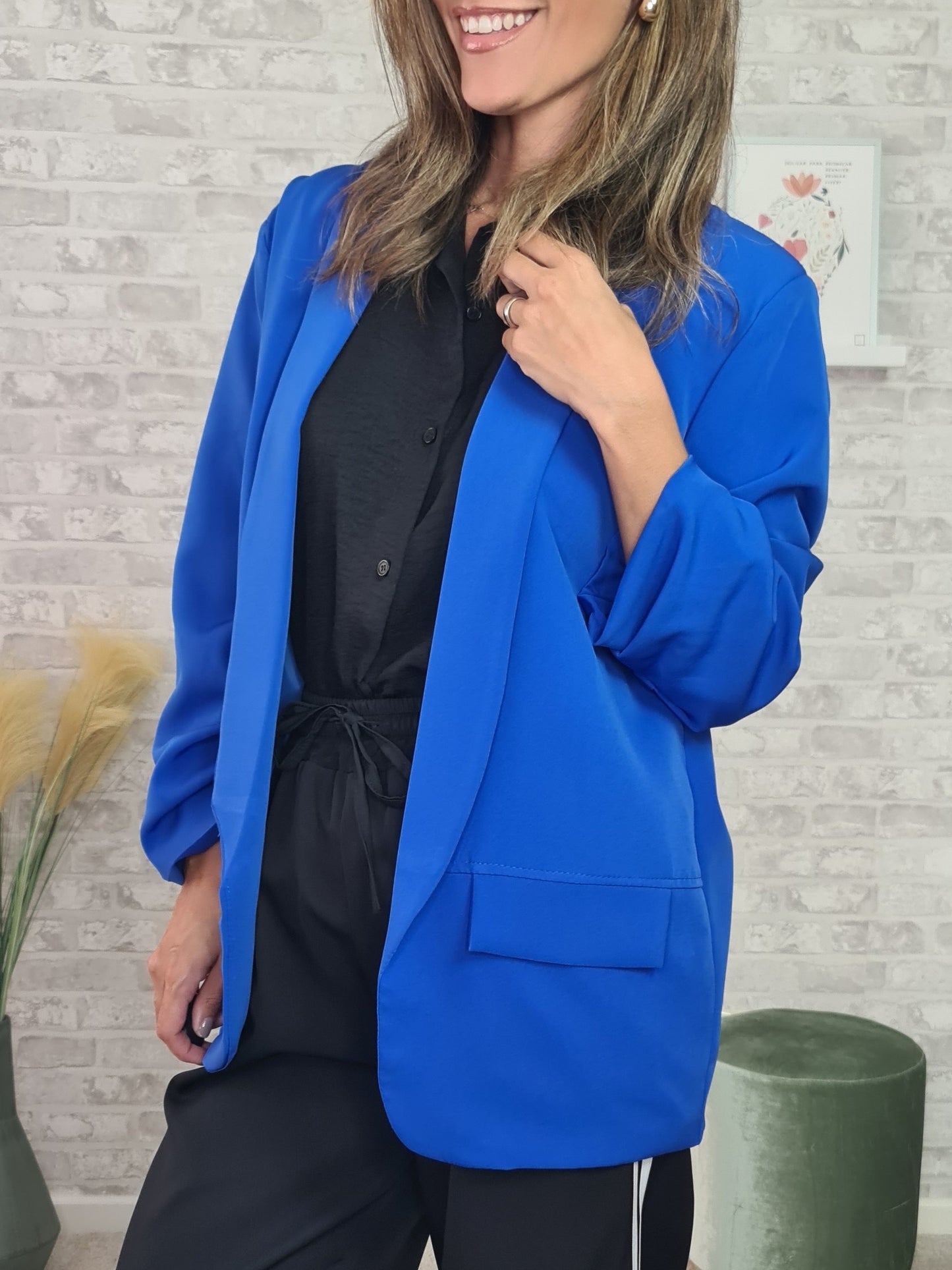 Blazer com forro interior na cor azul