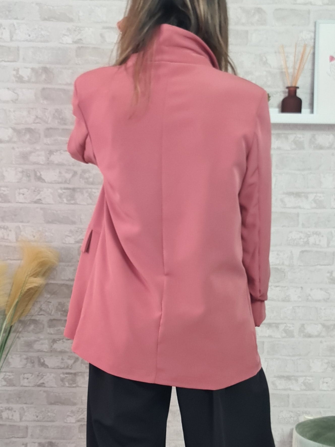 Blazer com forro interior na cor rosa velho