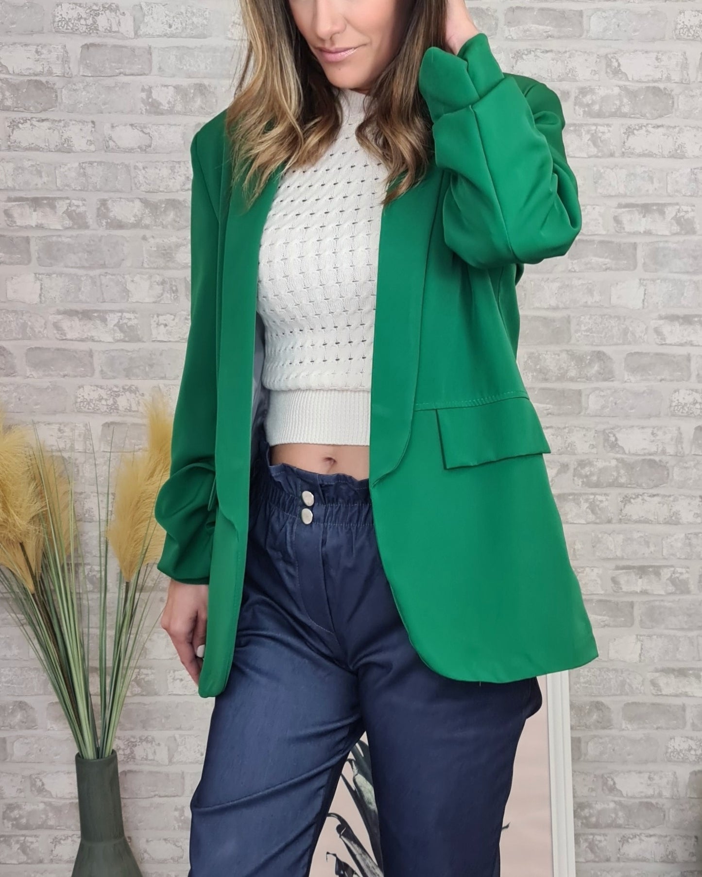 Blazer com forro interior na cor verde