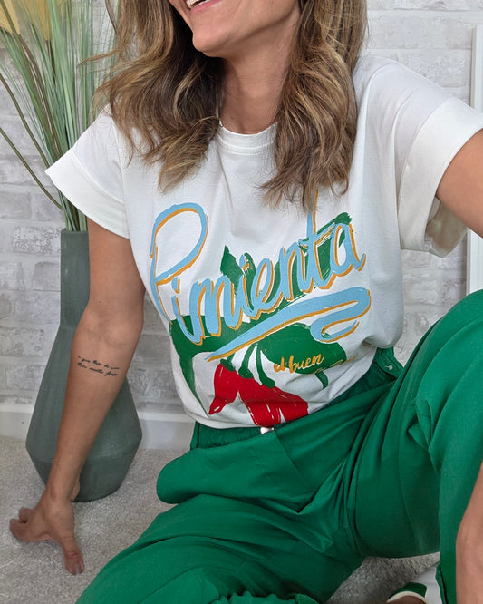 T-shirt de algodão Pimienta