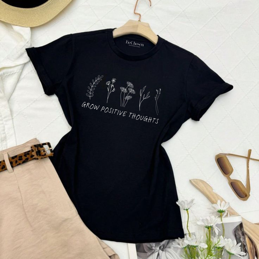 T-shirt Algodão Grow Positive Thoughts